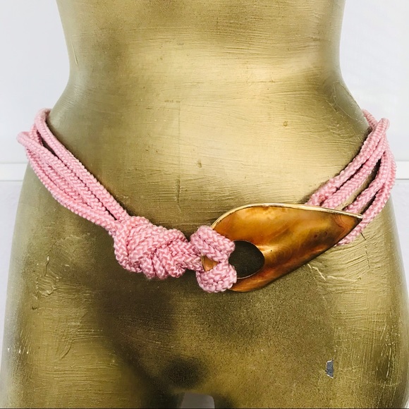 Fabulous VINTAGE 80s Rope and Golden SEASHELL BELT O/S main image 13